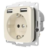 2USB 2U-449399 Stopcontact (onderbouw) Met USB Crème-wit - thumbnail