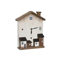 Tafelklok DKD Home Decor 26 x 7 x 31 cm Wit Huizen - thumbnail