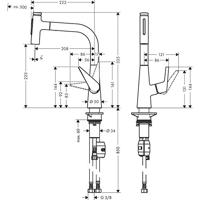 Hansgrohe Talis Select M51 M5117-H220 ééngreeps keukenmengkraan met uittrekbare vuistdouche, chroom - thumbnail