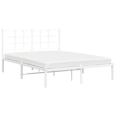 Bedframe met hoofdbord metaal wit 140x190 cm
