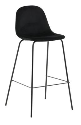 Nohr Barkruk 'Austina' Velvet, kleur Zwart (zithoogte 77cm)