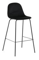 Nohr Barkruk 'Austina' Velvet, kleur Zwart (zithoogte 77cm) - thumbnail