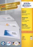 Avery Zweckform 3420, Universele etiketten, Ultragrip, wit, 100 vel, 51 per vel, 70 x 16,9 mm - thumbnail