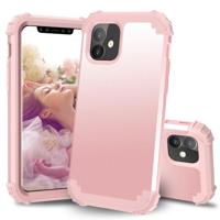 Voor iPhone 11 PC + siliconen driedelige anti-drop mobiele telefoon bescherming Bback cover (Rose goud) - thumbnail