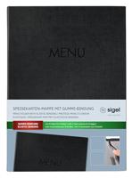 Sigel SM202 Menumap DIN A4 1 stuk(s) Incl. 2 dubbele transparante hoezen voor 8 paginas, Rubberen binding Zwart - thumbnail