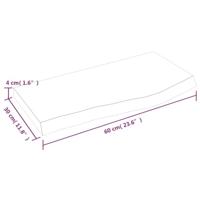 Wastafelblad 60x30x(2-4) cm behandeld massief hout donkerbruin - thumbnail