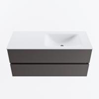MONDIAZ VICA 110cm badmeubel onderkast Dark Grey 2 lades. Wastafel CLOUD rechts zonder kraangat, kleur Talc. - thumbnail