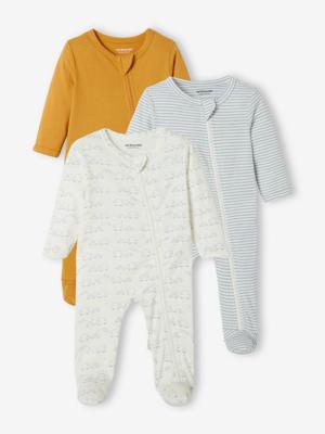 Set van 3 babypyjama's in jersey met ritssluiting set mosterd Set van 3 babypyjama's in jersey met ritssluiting set mosterd