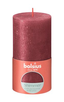 Bolsius shimmer rustiekkaars 130/68 rood