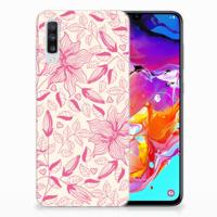 Samsung Galaxy A70 TPU Case Pink Flowers - thumbnail