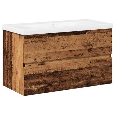 Wastafelkast met ingebouwde wasbak oud houtkleurig
