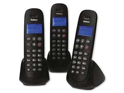 Profoon PDX-300 drievoudige telefoon, zwart - perfecte geluidskwaliteit - verlicht display (PDX-300 drievoudig)