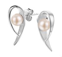 TFT Oorknoppen Parel Poli/mat Zilver Gerhodineerd Mat Glanzend 20.5 mm x 9 mm - thumbnail