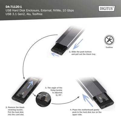 Digitus DA-71120-1 behuizing voor opslagstations SDD-behuizing Zwart M.2