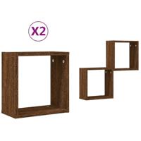 Wandrekken kubus 2 st 30x15x30 cm gerookt bruin eiken - thumbnail