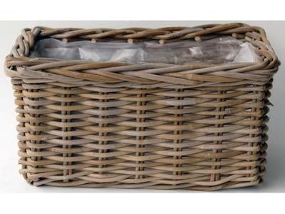 Rotan plantenmand antiek grijs 40x23x20cm