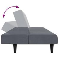 Slaapbank 2-zits met voetenbank fluweel donkergrijs - thumbnail