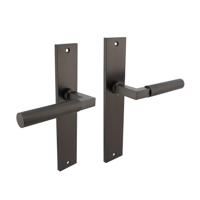 Deurkruk Baustil op schild rechthoekig 245x45mm blind antraciet grijs - thumbnail