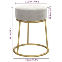 Hocker rond fluweel lichtgrijs - thumbnail