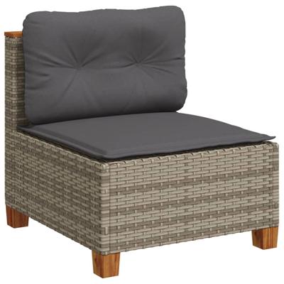 7-delige Loungeset met kussens poly rattan grijs - thumbnail