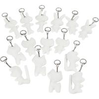 Creativ Company Figuren van textiel met sleutelhanger, afm 6-10 cm, wit, 15 stuk/ 1 doos - thumbnail