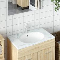 VidaXL Wastafel ovaal 47x39x21 cm keramiek wit - thumbnail