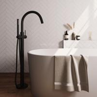 BRAUER Stripe Vrijstaande Badmengkraan - SET 01 - staaf handdouche - doucheslang - mat zwart 5-S-337 - thumbnail