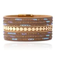 DEJA Statement Armband goudkleurig met kristallen in beige - thumbnail