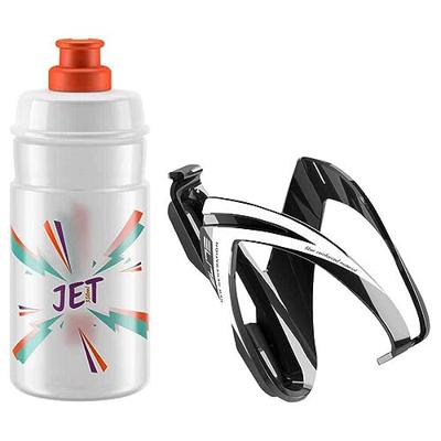 Elite bottle + bottlecage kit ceo black & bottle jet transparent mit orange Elite bottle + bottlecage kit ceo black & bottle jet transparent mit orange