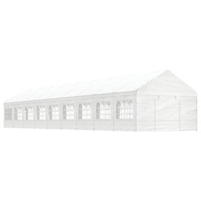 Prieel met dak 20,07x4,08x3,22 m polyetheen wit