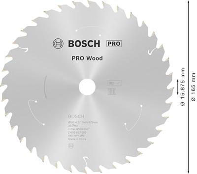 Bosch Accessories Bosch Power Tools 2608837682 Hardmetaal-cirkelzaagblad 165 x 15.875 mm Aantal tanden: 36 1 stuk(s)