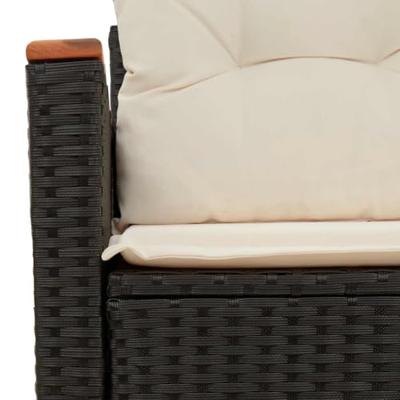 Tuinbank 2-zits met kussens poly rattan zwart Tuinbank 2-zits met kussens poly rattan zwart