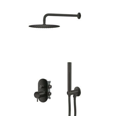 Regendoucheset Qisani Flow Inbouw 2-weg Ovalen inbouwkraan Geborsteld Mat Zwart Regendoucheset Qisani Flow Inbouw 2-weg Ovalen inbouwkraan Geborsteld Mat Zwart