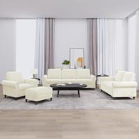 4-delige Loungeset met kussens fluweel crèmekleurig - thumbnail