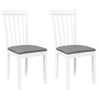 Eetkamerstoelen met kussens 2 st massief hout rubber wit - thumbnail