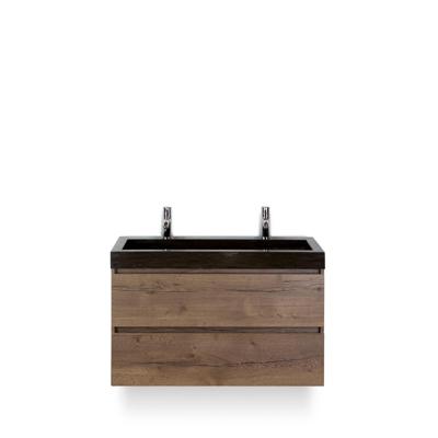 Maxx XL Badmeubelset 100 cm - Tabacco - Wastafel Lucca 2 kraangaten