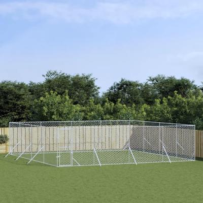Hondenkennel voor buiten 8x8x2 m gegalvaniseerd staal zilver