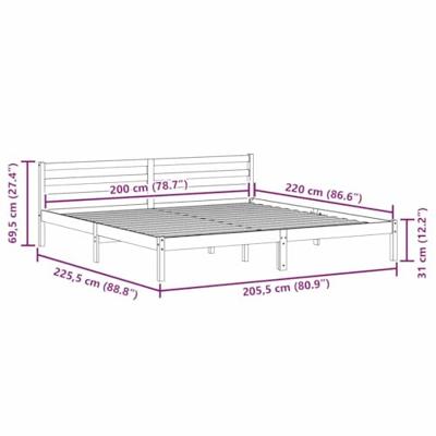 Bedframe Bruin 208.6 x 157.6 x 69.4 cm Massief grenenhout