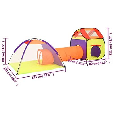 VidaXL Kinderspeeltent met 250 ballen 338x123x111 cm meerkleurig