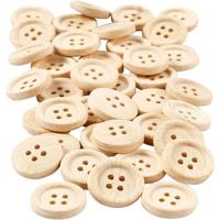 Houten knoppen, D: 18 mm, 4-gats, 40 stuks. - thumbnail