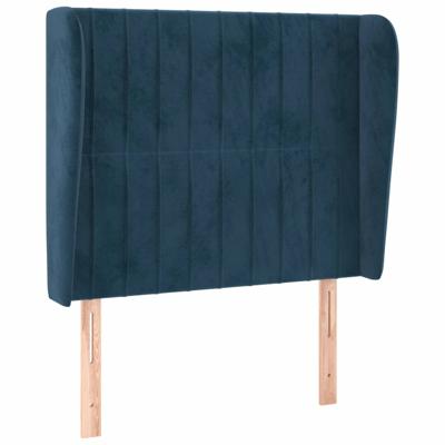 Hoofdbord met randen 93x23x118/128 cm fluweel donkerblauw
