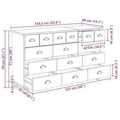 Ladekast ASKIM Bruin 79 x 40 x 133.5 cm Massief grenenhout