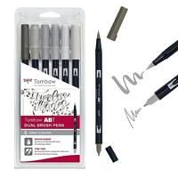 Tombow • brush pen abt dual brush pen 6x gray colors - thumbnail