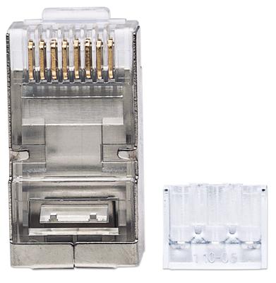 Intellinet Kabel Intellinet Cat6A modulaire RJ45-stekkers Pro Line (50 stuks) 790505 Krimpcontact Aantal polen (sensoren) 8P8C Zilver 50 stuk(s)