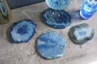 Set van 4 onderzetters voor glazen COASTER 10cm blauwe edelsteen agaatkwarts handgemaakt - 41556 - thumbnail