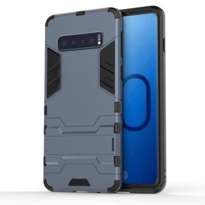 Schokbestendige PC + TPU Case voor Galaxy S10 met houder (marineblauw)