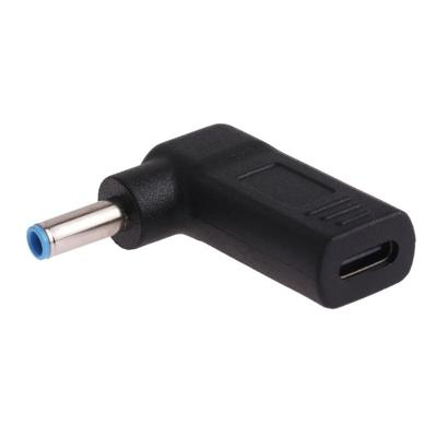 USB-C/type-C female naar 4 5 x 3.0 mm male plug elleboog adapter connector (blauw)
