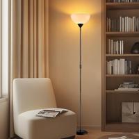 Moderne E27 LED Vloerlamp - 28/28/173.5 cm - Zwart - Metalen Staande Lamp met Wit Lampenkap - Geïntegreerde LED 4W 806Lm 2700K - Voor Kantoor en Slaapkamer - met schakelaar - thumbnail