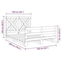 Bedframe met hoofdbord massief grenenhout 160x200 cm - thumbnail