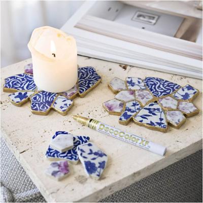 Creativ Company Hobbyset kintsugi, onderzetter, blauw, goud, lichtrood, wit, 1 doos